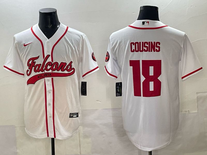 Men 2025 Nike Atlanta Falcons 18 Cousins white Joint Name Limited NFL Jersey style 01